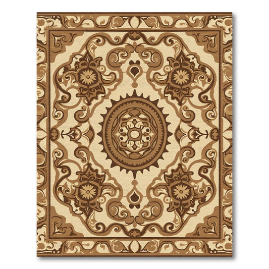 Earthy Brown Floral Medallion Rug