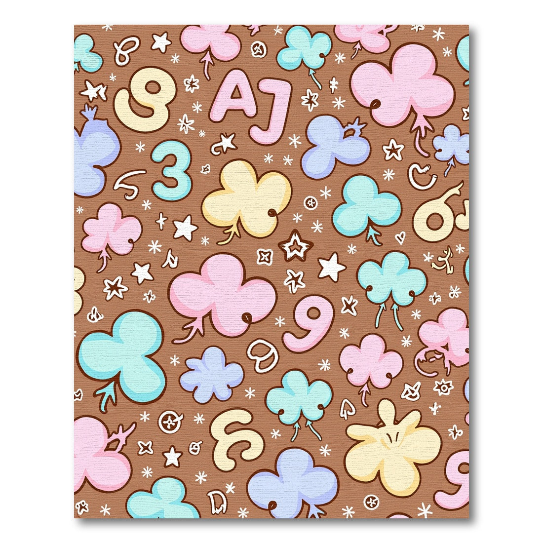 Pastel Cloud And Number Playful Rug