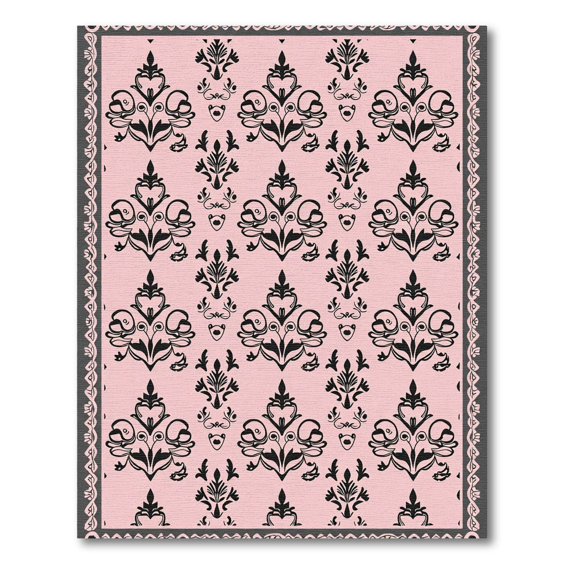 Elegant Blush Floral Damask Accent Rug