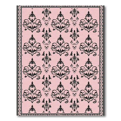 Elegant Blush Floral Damask Accent Rug