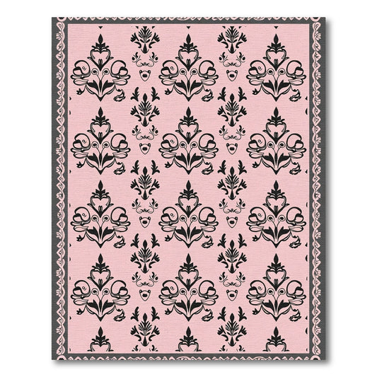 Elegant Blush Floral Damask Accent Rug