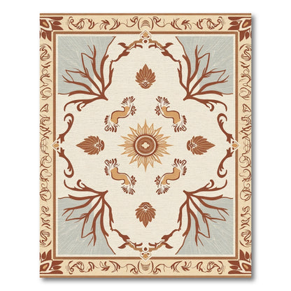 Earthy Sunburst Branch Motif Rug