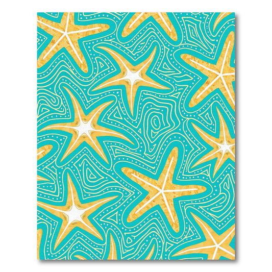 Turquoise Yellow Starfish Swirl Rug