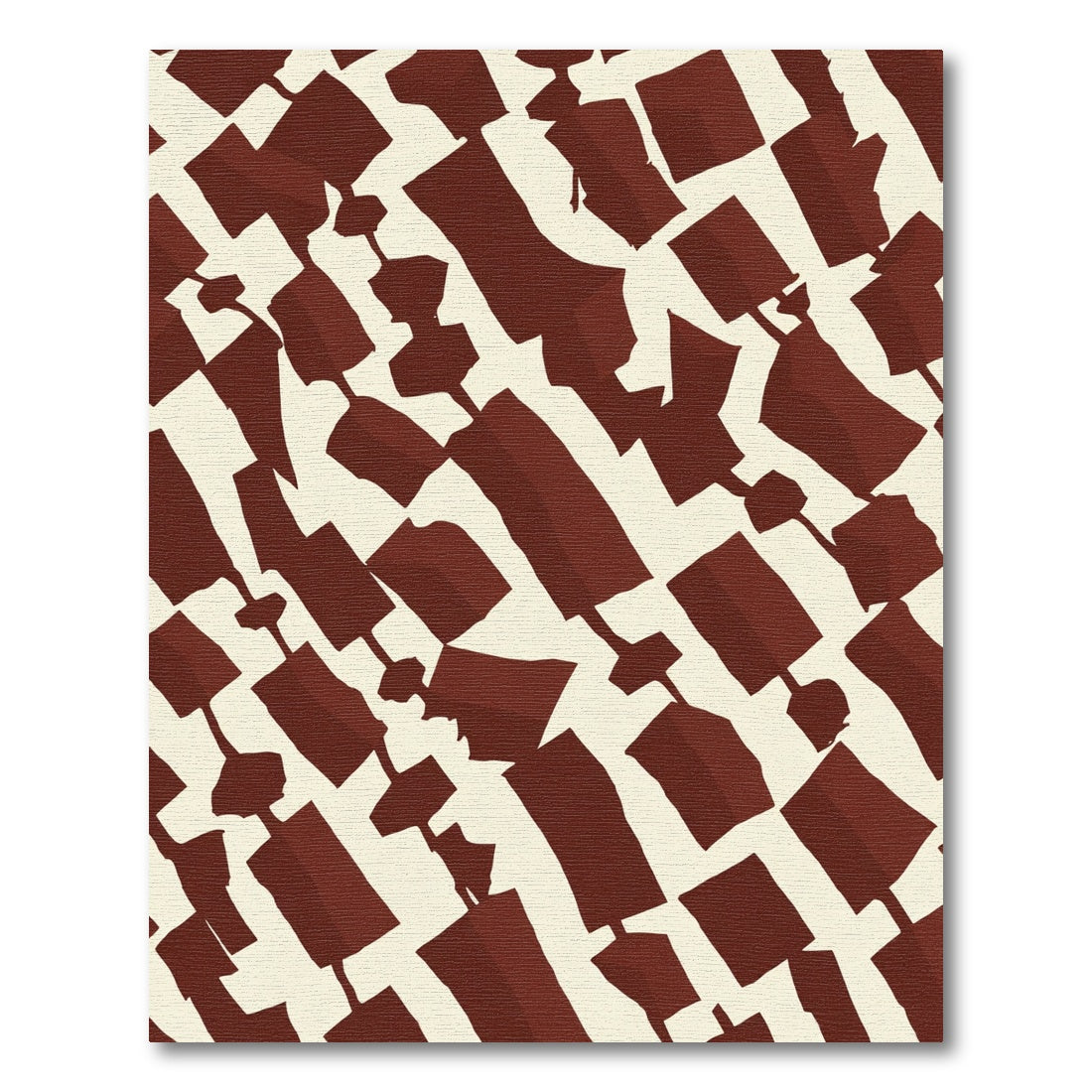 Crimson Abstract Blocks Textured Rug