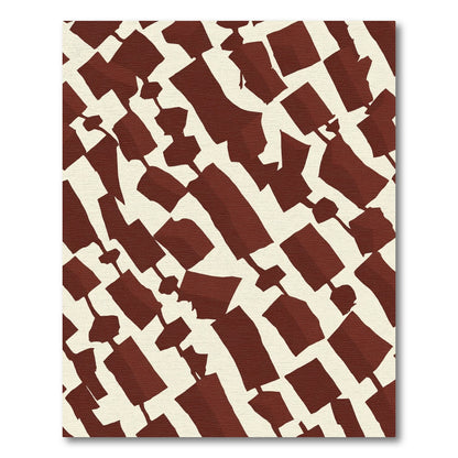 Crimson Abstract Blocks Textured Rug