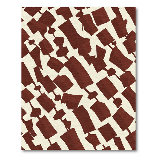 Crimson Abstract Blocks Textured Rug