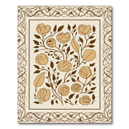 Cream Beige Floral Vine Garden Rug