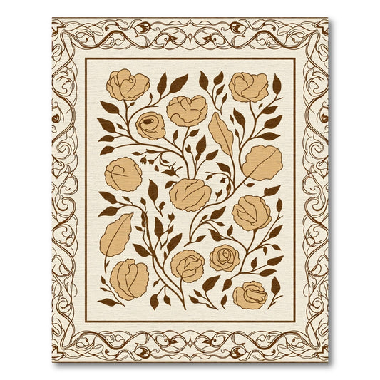 Cream Beige Floral Vine Garden Rug