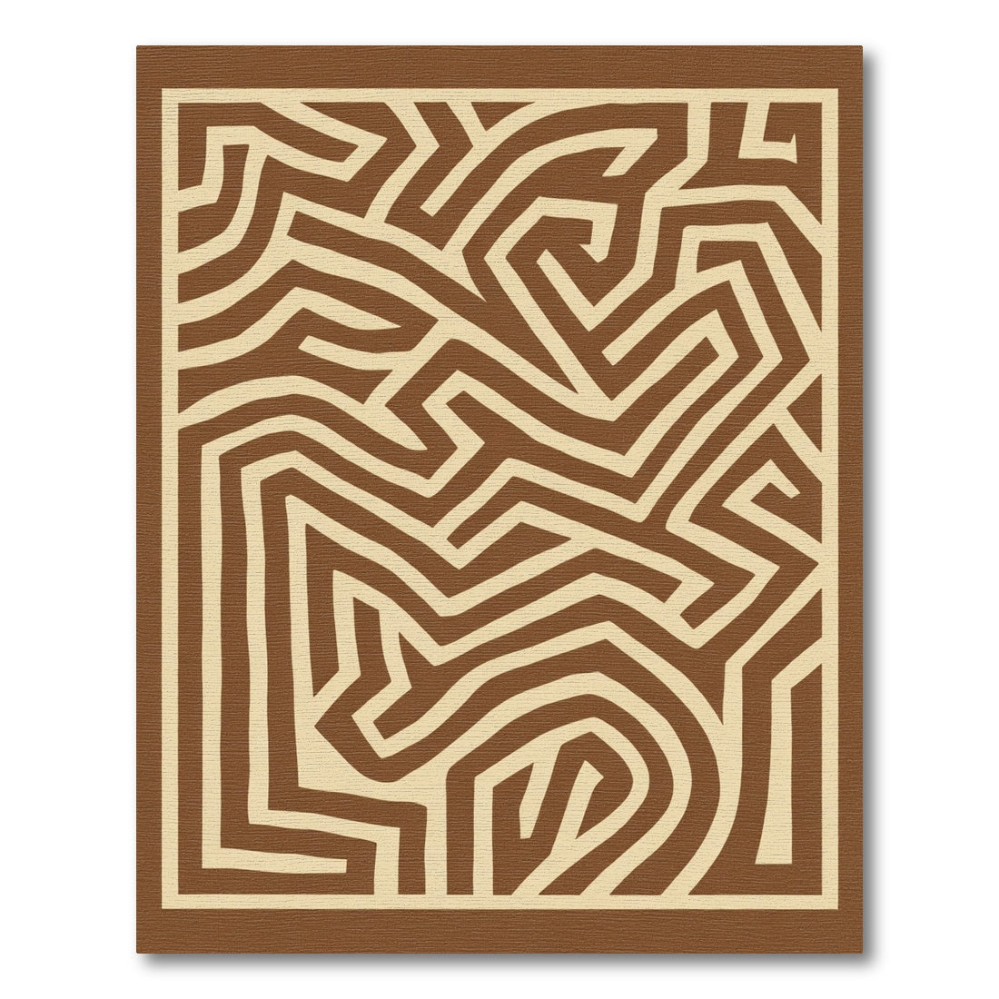 Earthy Brown Maze Geometric Line Rug