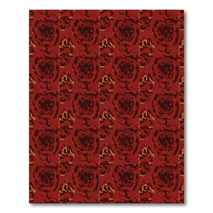 Crimson Abstract Floral Overlay Rug