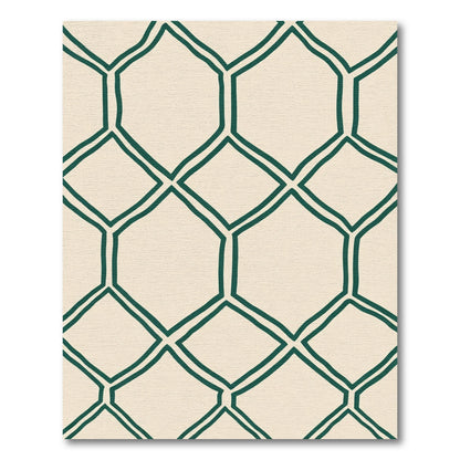 Deep Emerald Geometric Lattice Rug