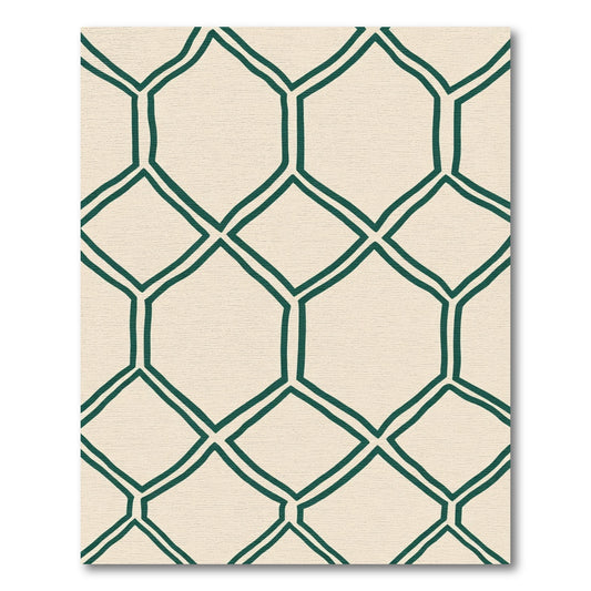 Deep Emerald Geometric Lattice Rug