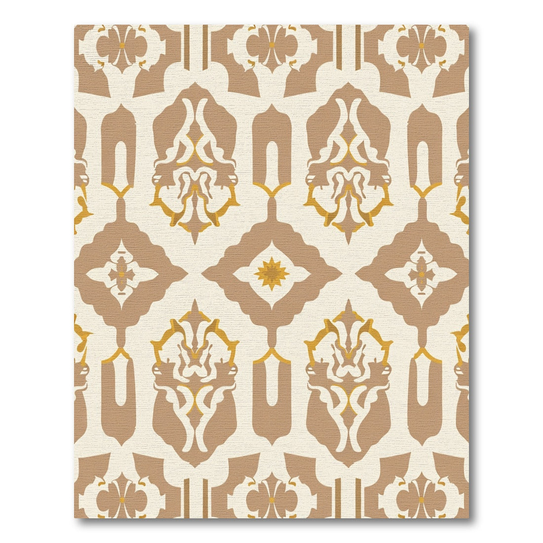 Earthy Tan Floral Medallion Rug