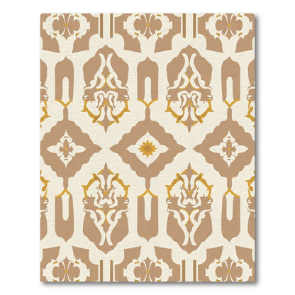 Earthy Tan Floral Medallion Rug