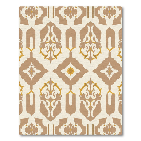 Earthy Tan Floral Medallion Rug
