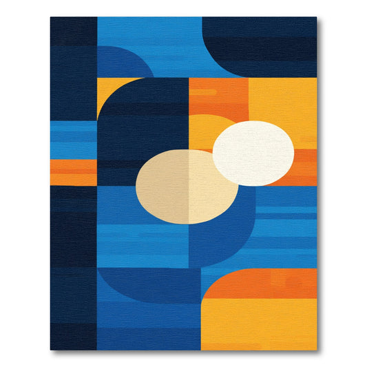 Abstract Geometric Circles Orange Blue Rug