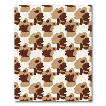 Brown Beige Camouflage Organic Shapes Rug