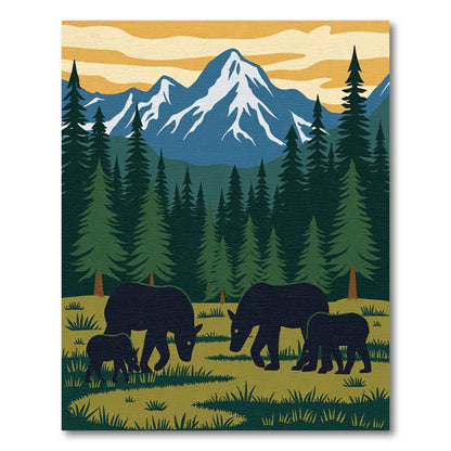 Mountain Bears Forest Landscape Rug