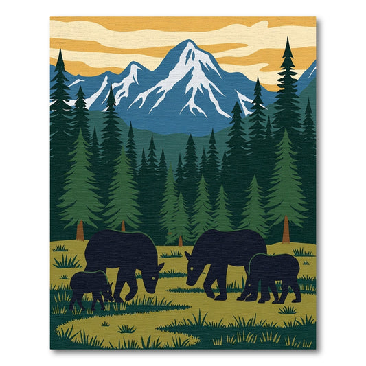Mountain Bears Forest Landscape Rug