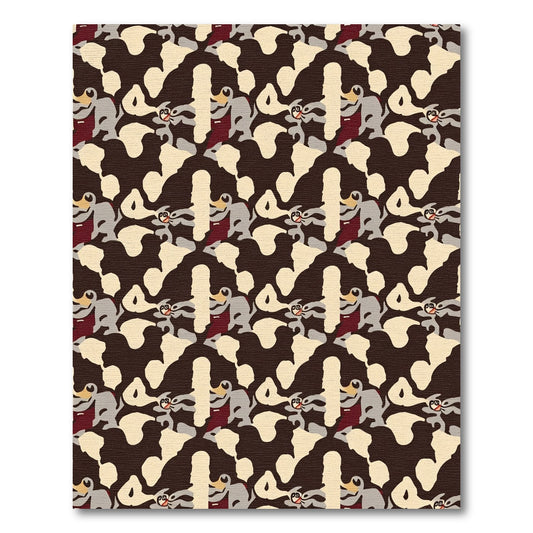 Whimsical Grey Animal Comical Camouflage Rug