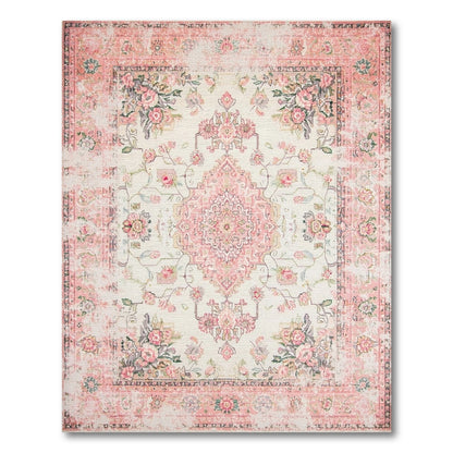 Pink Floral Vintage Area Rug