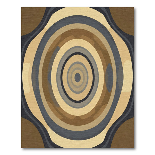 Earthy Tone Abstract Concentric Circles Rug