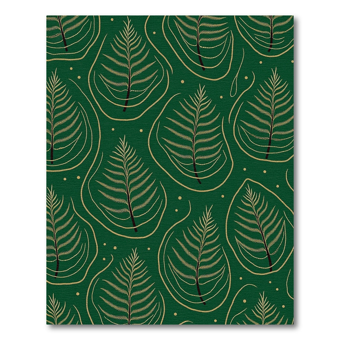 Emerald Green Palm Frond Botanical Rug