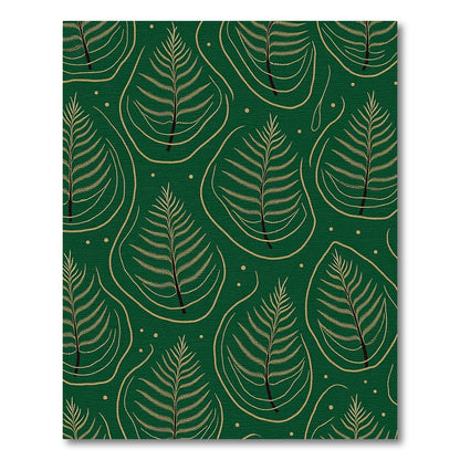 Emerald Green Palm Frond Botanical Rug