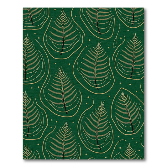 Emerald Green Palm Frond Botanical Rug