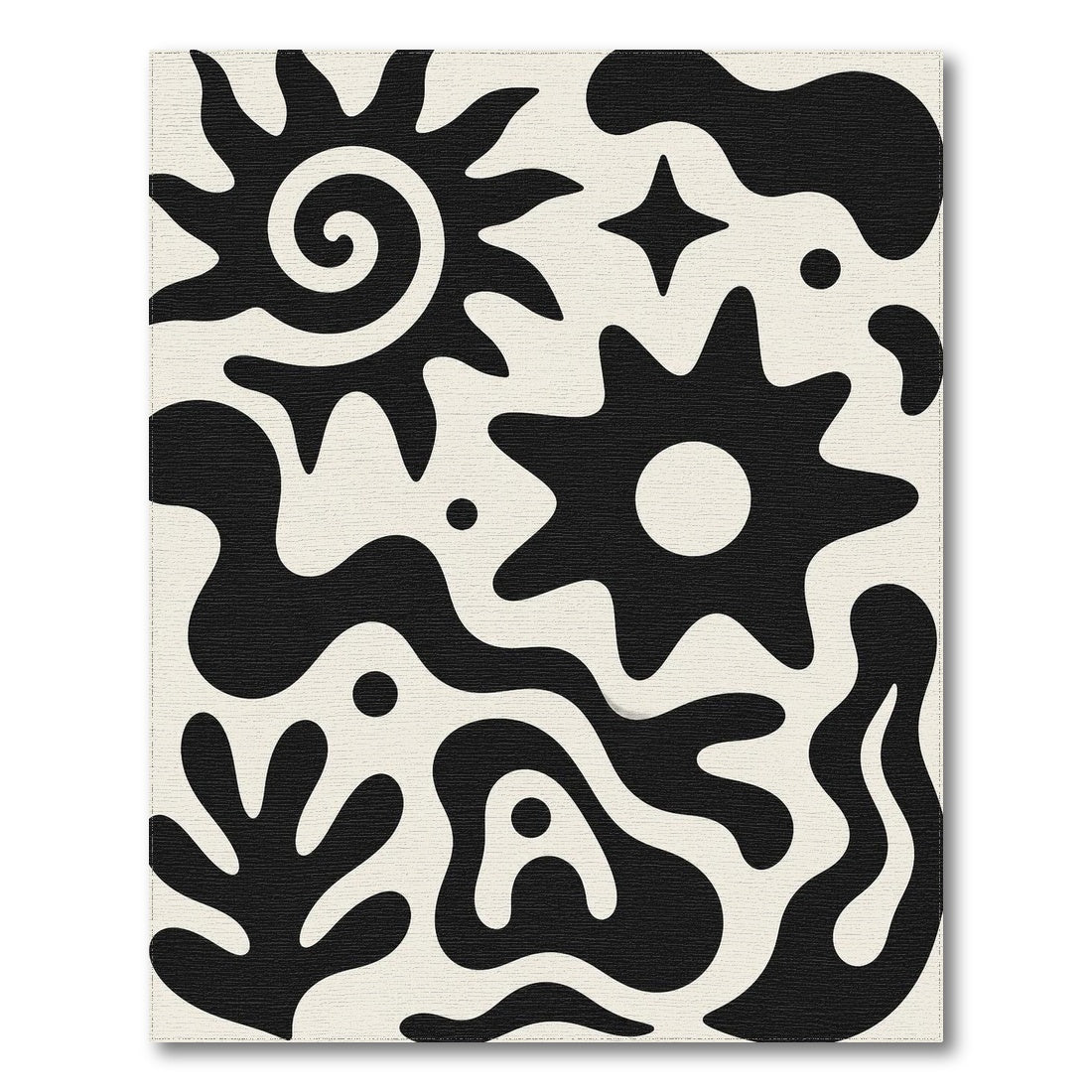 Abstract Area Bold Black White Abstract Area Rug