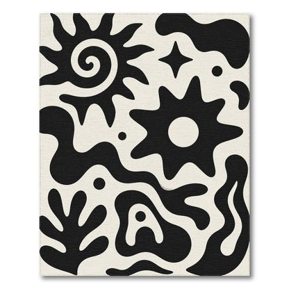 Abstract Area Bold Black White Abstract Area Rug