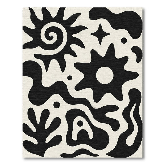 Abstract Area Bold Black White Abstract Area Rug