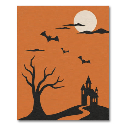 Halloween Castle Bats Orange Area Rug
