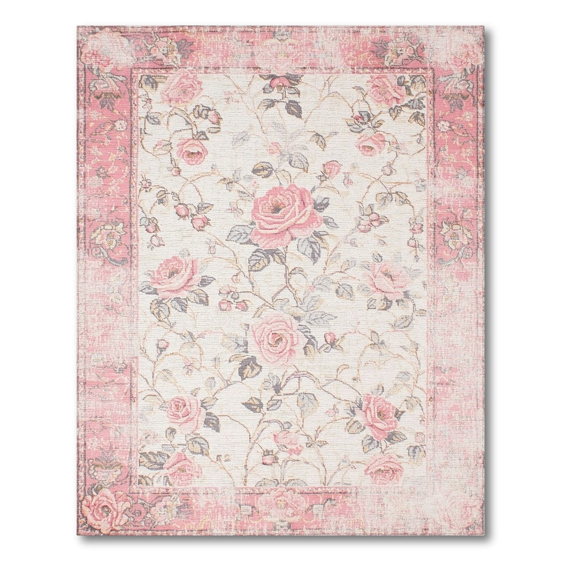Pink Rose Floral Vintage No. 48 Area Rug
