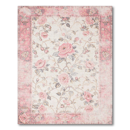 Pink Rose Floral Vintage No. 48 Area Rug