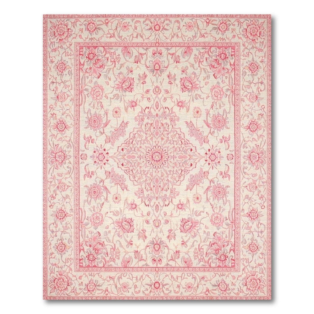 Pink Floral Vintage Area Rug