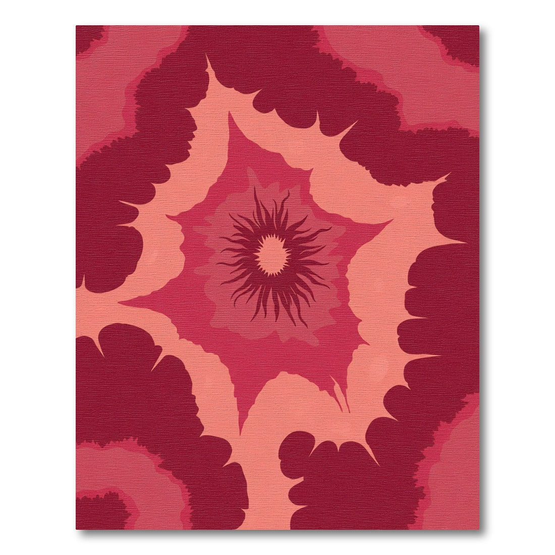 Crimson Petal Radiating Bloom Rug