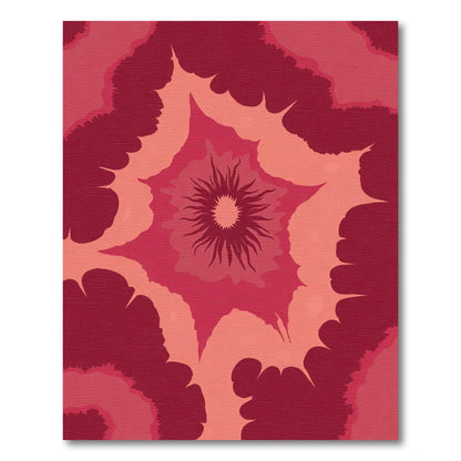 Crimson Petal Radiating Bloom Rug