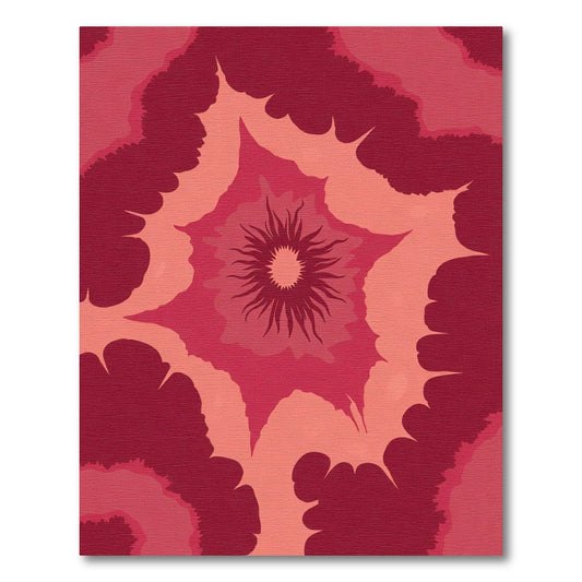 Crimson Petal Radiating Bloom Rug