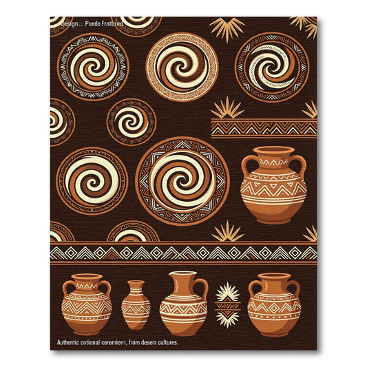 Earthy Swirl and Jar Tribal Rug