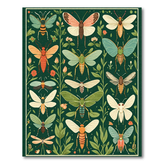 Charming Insect and Floral Gathering Rug