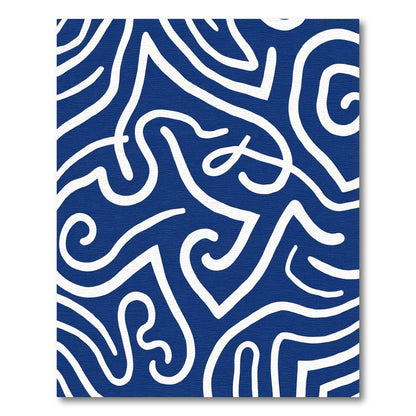 Deep Blue Abstract Swirls Rug
