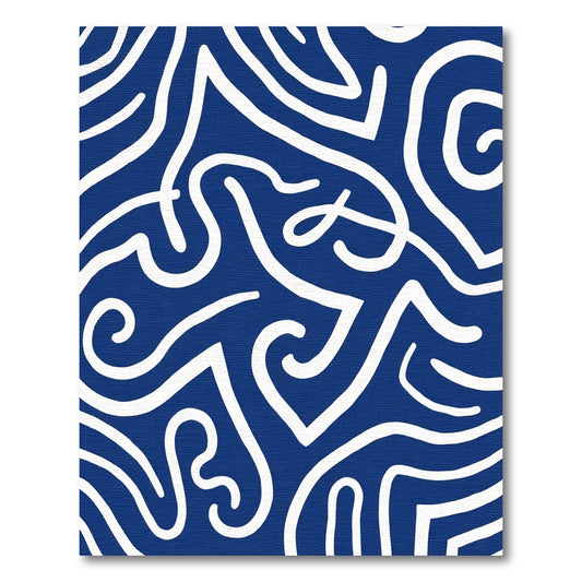 Deep Blue Abstract Swirls Rug