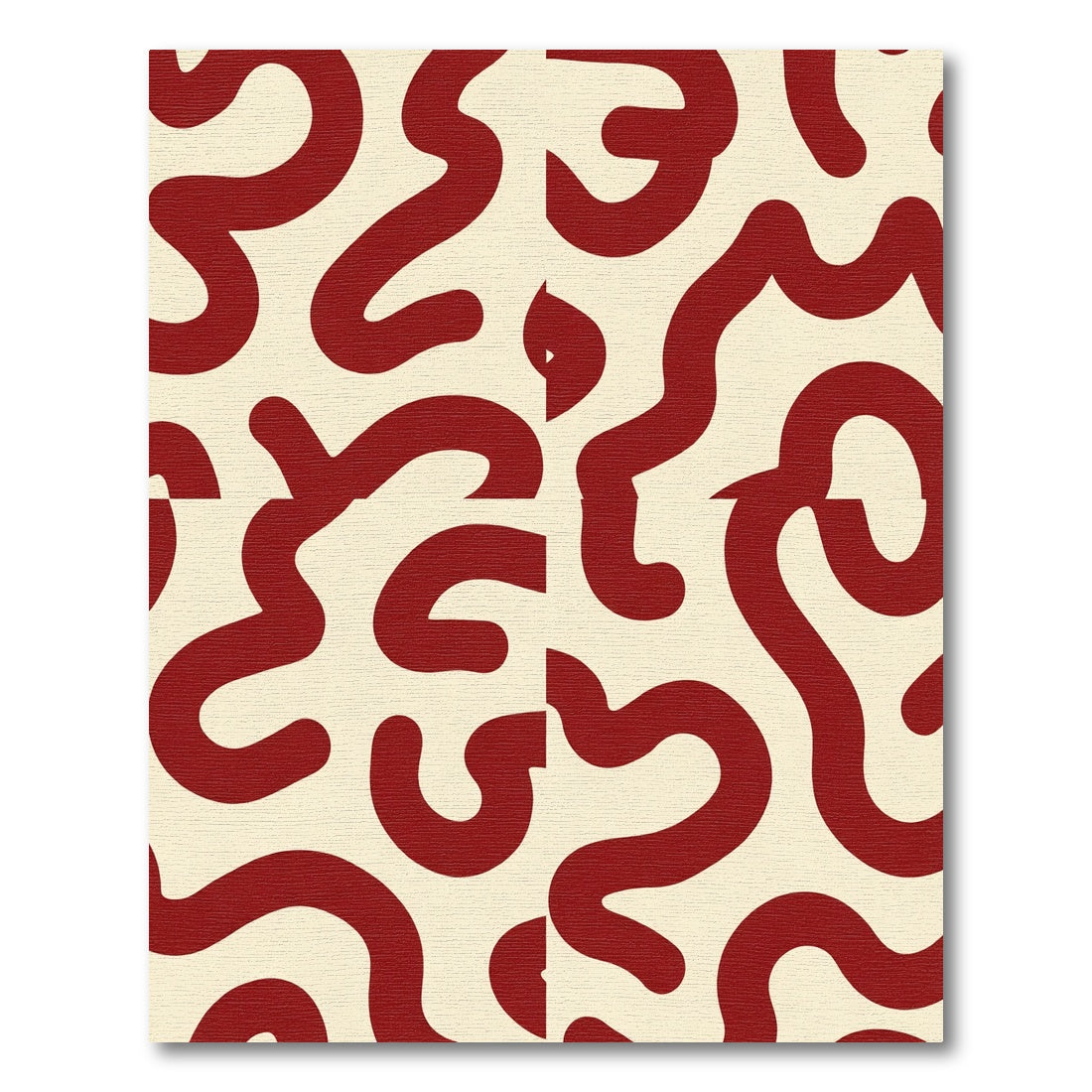 Crimson Swirl Abstract Cream Rug
