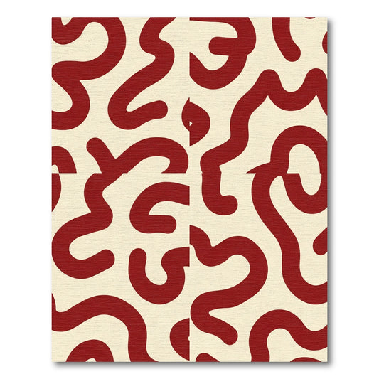 Crimson Swirl Abstract Cream Rug