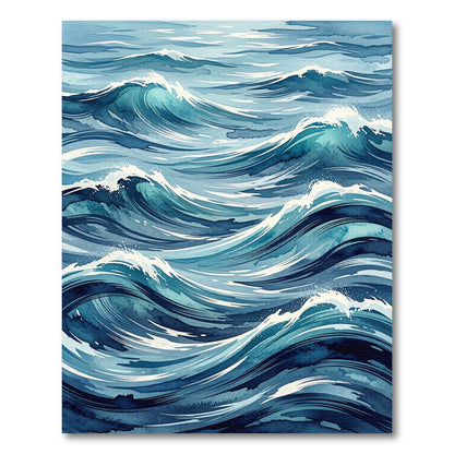 Dynamic Blue Ocean Wave Splash Rug