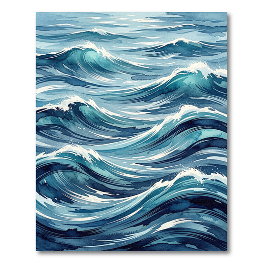 Dynamic Blue Ocean Wave Splash Rug