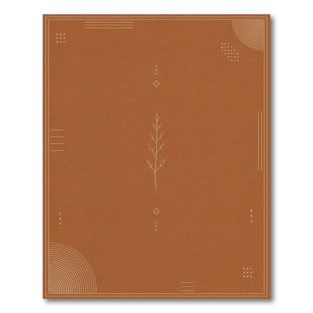 Terracotta Geometric Branch Area Rug