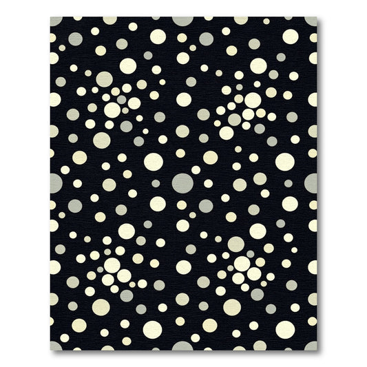 Modern Black Cream Scatter Circles Rug