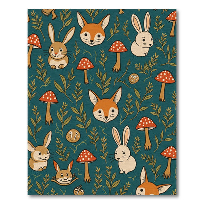 Whimsical Forest Animals Mushroom Companions Rug